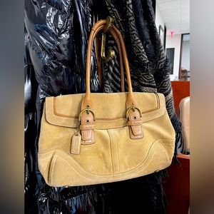 Vintage Coach purse boho suede satchel #9674